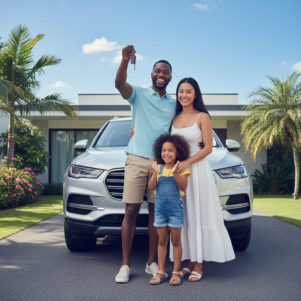 Happy family with their new car - Car Approval Pro